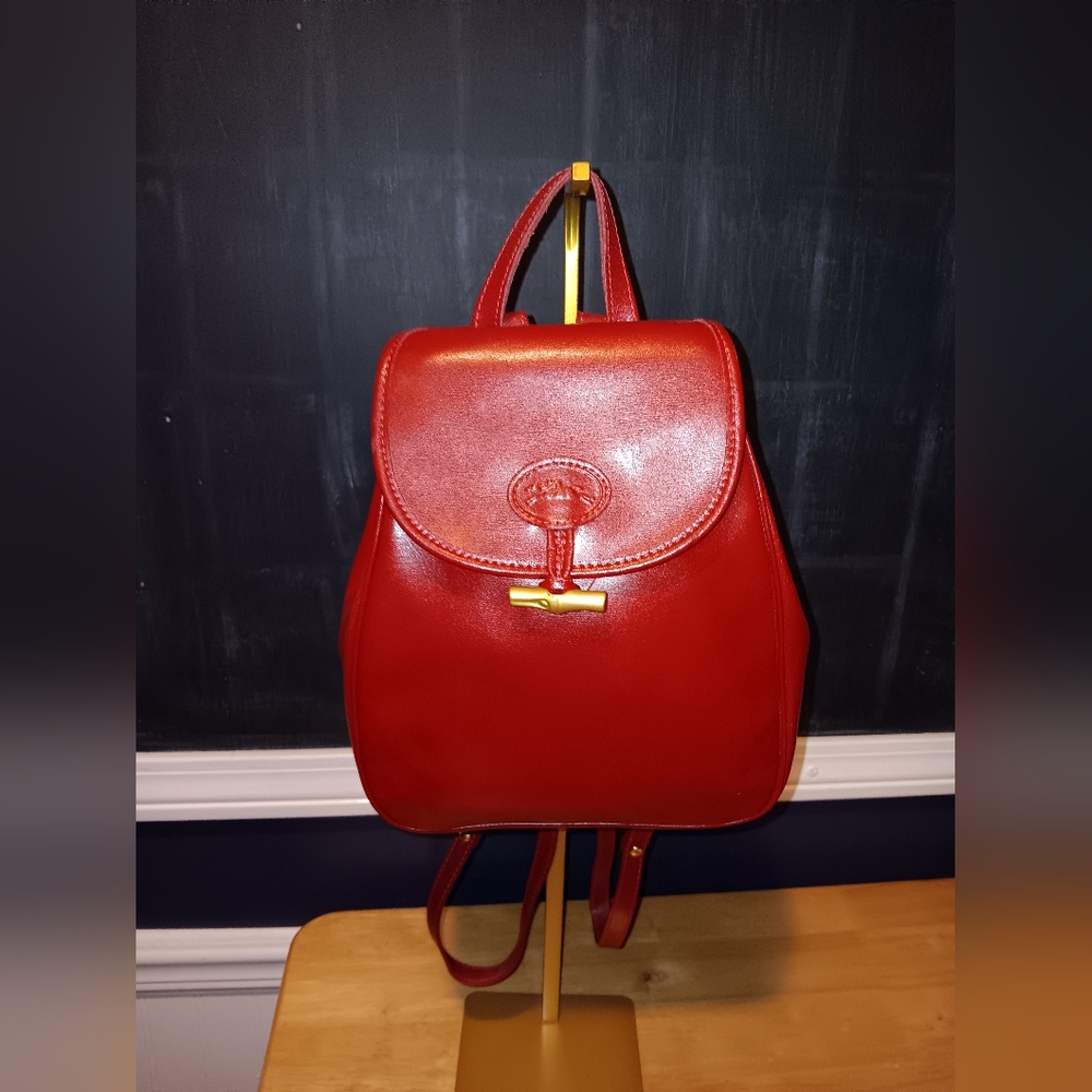 Longchamp Red Leather Backpack - image 1